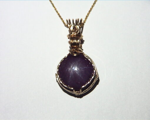 Star Ruby Natural Genuine Gemstone Yellow Gold Pendent, NFG,978