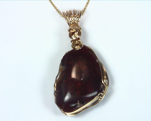 Fire Agate Natural Genuine Gemstone 14 kt yellow Gold Filled Pendent NFG,981