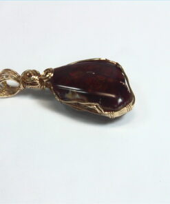 Fire Agate Natural Genuine Gemstone 14 kt yellow Gold Filled Pendent NFG,981