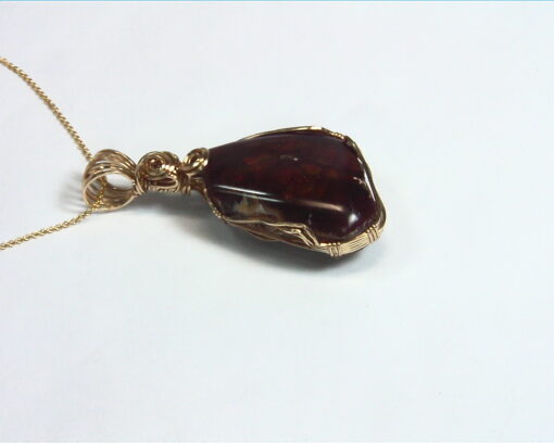 Fire Agate Natural Genuine Gemstone 14 kt yellow Gold Filled Pendent NFG,981