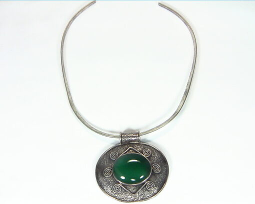 Green Onyx Natural Genuine Gemstone Sterling Silver Pendent PSS,1199