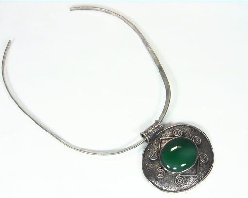 Green Onyx Natural Genuine Gemstone Sterling Silver Pendent PSS,1199