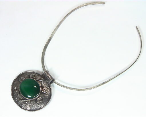 Green Onyx Natural Genuine Gemstone Sterling Silver Pendent PSS,1199