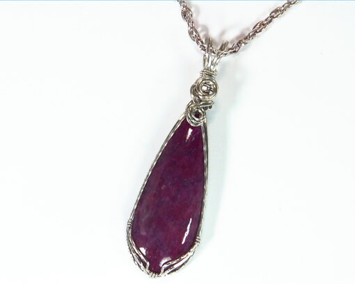 Ruby Sterling Silver Wire Wrap Pendent PSS,841