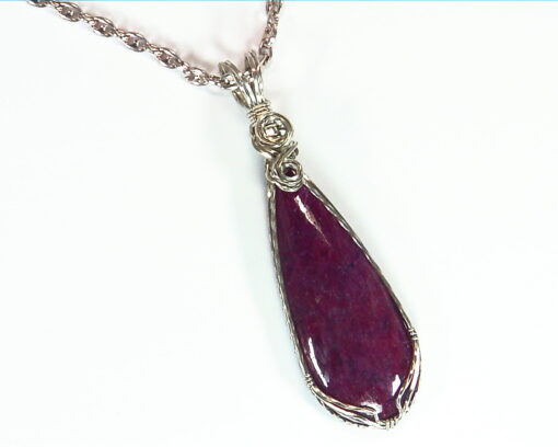 Ruby Sterling Silver Wire Wrap Pendent PSS,841