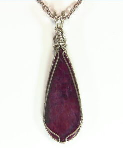 Ruby Sterling Silver Wire Wrap Pendent PSS,841