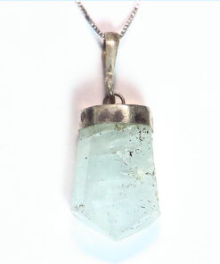 Natural Genuine Aquamarine Crystal Pendant in Sterling Silver PSS,859