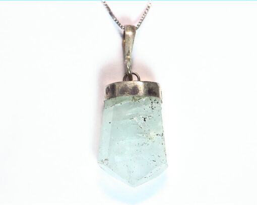 Natural Genuine Aquamarine Crystal Pendant in Sterling Silver PSS,859