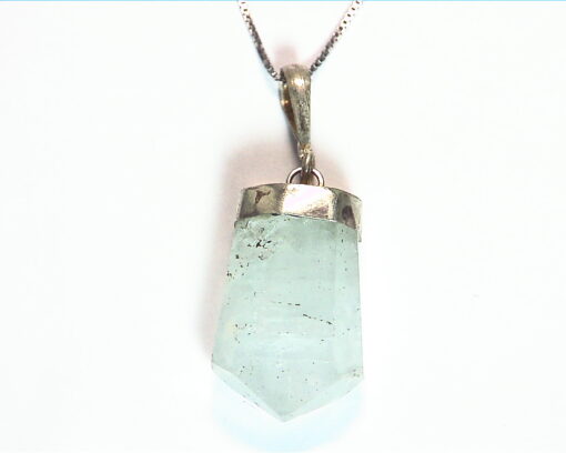 Natural Genuine Aquamarine Crystal Pendant in Sterling Silver PSS,859