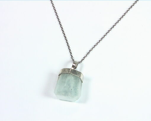 Aquamarine Natural Genuine Crystal sterling Silver Pendent PSS,922