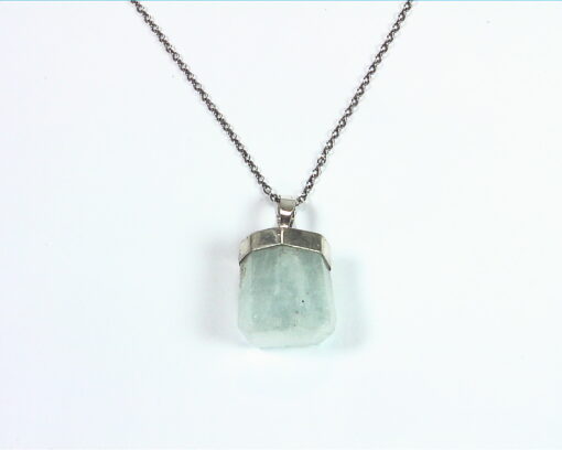 Aquamarine Natural Genuine Crystal sterling Silver Pendent PSS,922
