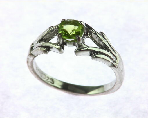 Peridot Set In Sterling Silver Ring.