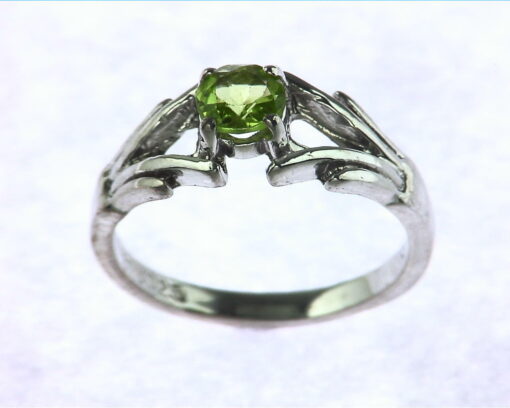 Peridot Set In Sterling Silver Ring.