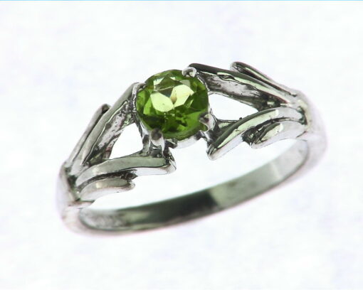 Peridot Set In Sterling Silver Ring.
