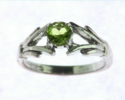 Peridot Set In Sterling Silver Ring.