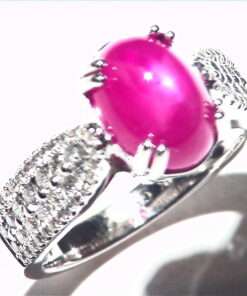 Star Ruby Natural Genuine Gemstone Diamond white gold Ring RFK,215