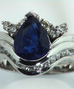 Blue Ceylon Sapphires Engagement Ring 18kt Lady,s Ring RFK,307