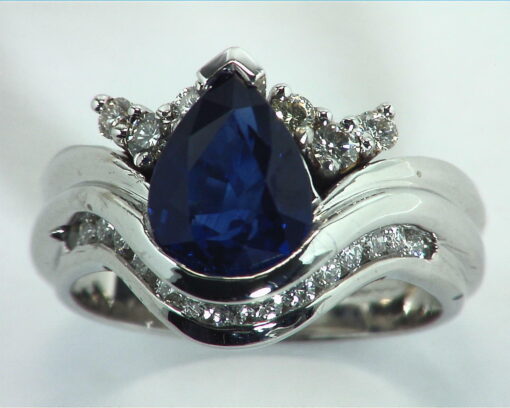 Blue Ceylon Sapphires Engagement Ring 18kt Lady,s Ring RFK,307
