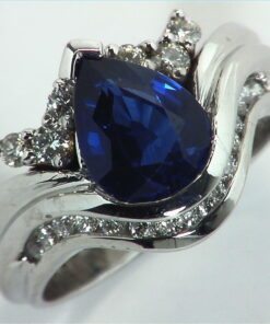 Blue Ceylon Sapphires Engagement Ring 18kt Lady,s Ring RFK,307