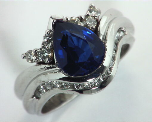 Blue Ceylon Sapphires Engagement Ring 18kt Lady,s Ring RFK,307
