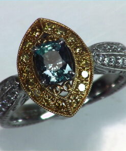 Alexandrite Natural Genuine Gemstone Diamond Yellow Gold Diamond Ring RSS,308