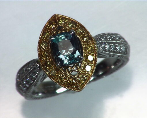 Alexandrite Natural Genuine Gemstone Diamond Yellow Gold Diamond Ring RSS,308