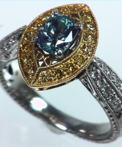 Alexandrite Natural Genuine Gemstone Diamond Yellow Gold Diamond Ring RSS,308