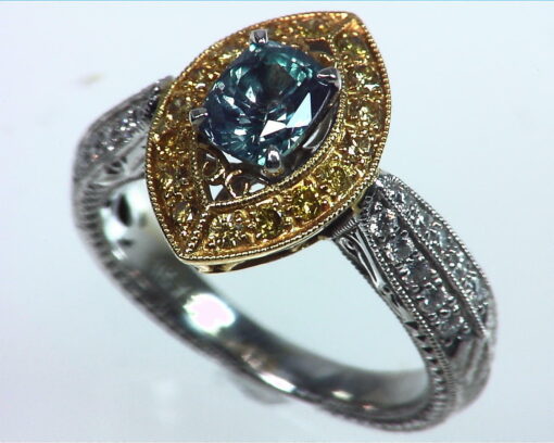 Alexandrite Natural Genuine Gemstone Diamond Yellow Gold Diamond Ring RSS,308