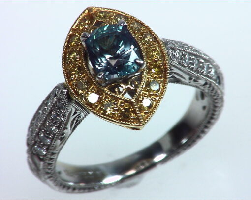Alexandrite Natural Genuine Gemstone Diamond Yellow Gold Diamond Ring RSS,308