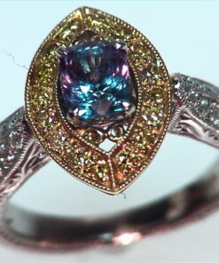 Alexandrite Natural Genuine Gemstone Diamond Yellow Gold Diamond Ring RSS,308