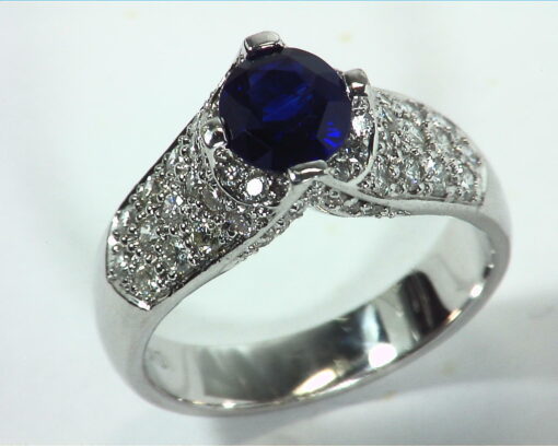 Blue Ceylon Sapphires Engagement Ring 18kt Lady,s Ring RFK,312