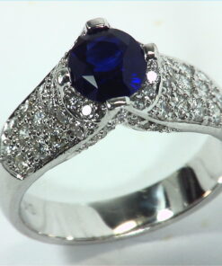 Blue Ceylon Sapphires Engagement Ring 18kt Lady,s Ring RFK,312