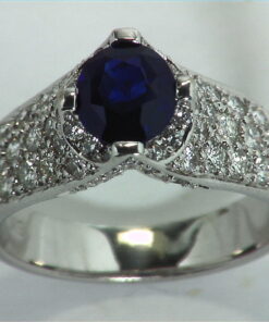 Blue Ceylon Sapphires Engagement Ring 18kt Lady,s Ring RFK,312