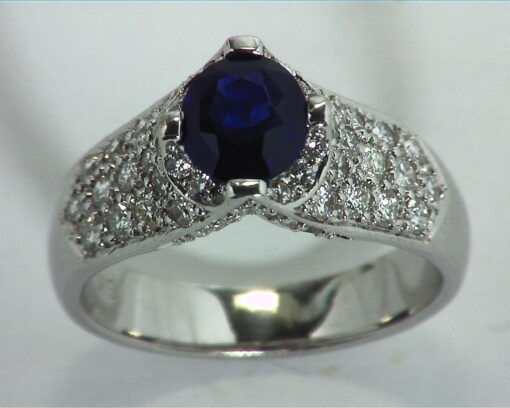 Blue Ceylon Sapphires Engagement Ring 18kt Lady,s Ring RFK,312