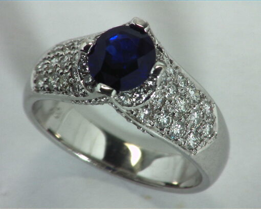 Blue Ceylon Sapphires Engagement Ring 18kt Lady,s Ring RFK,312