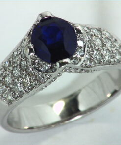 Blue Ceylon Sapphires Engagement Ring 18kt Lady,s Ring RFK,312
