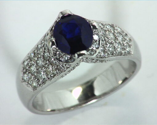 Blue Ceylon Sapphires Engagement Ring 18kt Lady,s Ring RFK,312