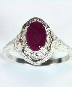 Ruby Natural Genuine Gemstone Sterling Silver Lady,s Ring in Antique Design RSS,448