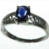 Blue Sapphire Natural Genuine Gemstone Set in Sterling Silver Lady,s Ring RSS1041