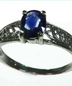 Blue Sapphire Natural Genuine Gemstone Set in Sterling Silver Lady,s Ring RSS1041