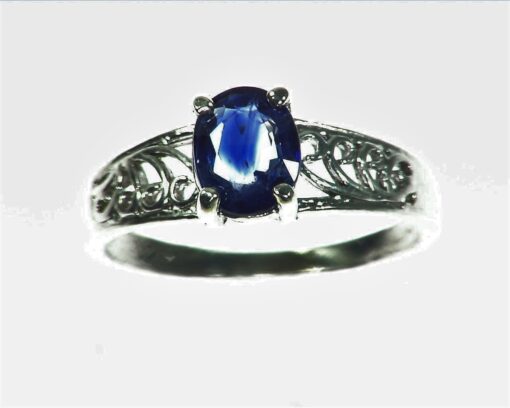 Blue Sapphire Natural Genuine Gemstone Set in Sterling Silver Lady,s Ring RSS1041