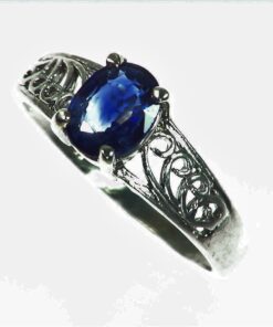 Blue Sapphire Natural Genuine Gemstone Set in Sterling Silver Lady,s Ring RSS1041