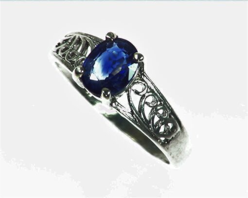 Blue Sapphire Natural Genuine Gemstone Set in Sterling Silver Lady,s Ring RSS1041