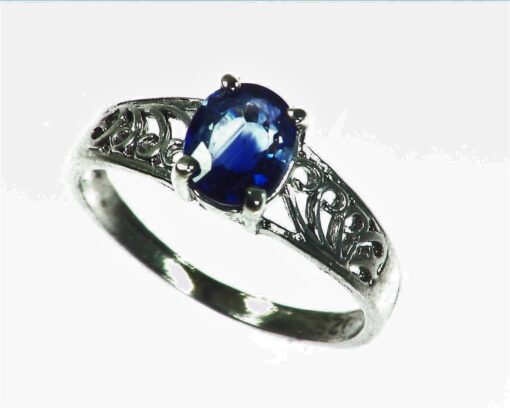 Blue Sapphire Natural Genuine Gemstone Set in Sterling Silver Lady,s Ring RSS1041