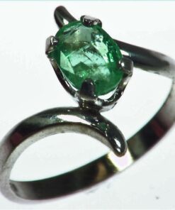 Emerald Natural Genuine Gemstone Sterling Silver Ring RSS1049