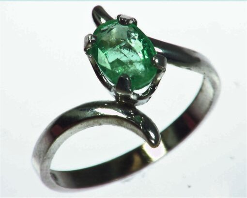 Emerald Natural Genuine Gemstone Sterling Silver Ring RSS1049