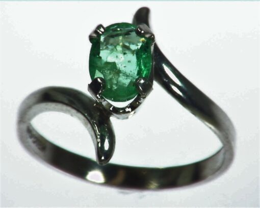 Emerald Natural Genuine Gemstone Sterling Silver Ring RSS1049