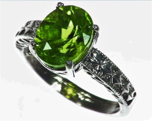 Peridot Natural Genuine Gemstone set in Sterling Silver Ring,RSS,1063
