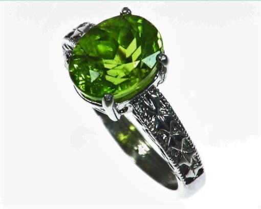 Peridot Natural Genuine Gemstone set in Sterling Silver Ring,RSS,1063