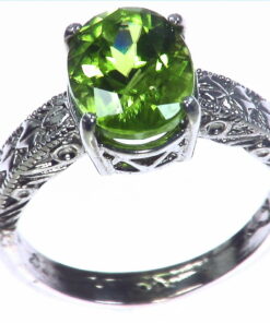 Peridot Natural Genuine Gemstone set in Sterling Silver Ring,RSS,1063
